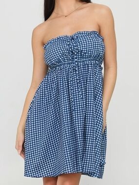 faviola strapless maxi dress blue Royal Blue Dress - Strapless Maxi Dress - Mixed Media Dress